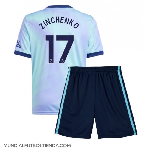 Camiseta Arsenal Oleksandr Zinchenko #17 Tercera Equipación Replica 2024-25 para niños mangas cortas (+ Pantalones cortos)